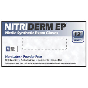 Gloves, Exam, Nitrile, Medium, Chemo, Extented Cuff, Blue, Non-Sterile, Powder-Free (PF), Textured, 5.5 mil